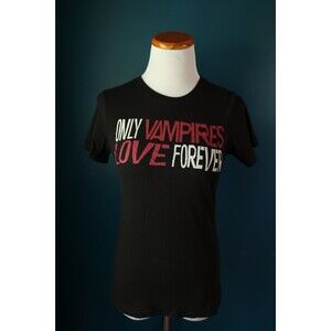 True Blood HBO Y2K Shirt Women’s Fitted Black Only Vampires Love Forever M